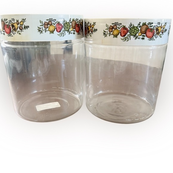 Vintage Pyrex Canister Set – “Fruit Garland” – Set of 2 – 7” Tall x 5.5” Wide - Picture 1 of 14